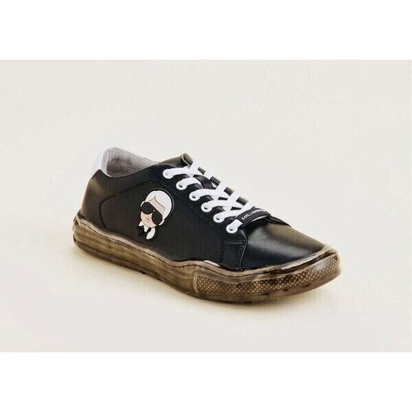 Karl Lagerfeld Head Dipped Sole Low Top Sneakers Black Mens 9.5M New - Picture 1 of 8